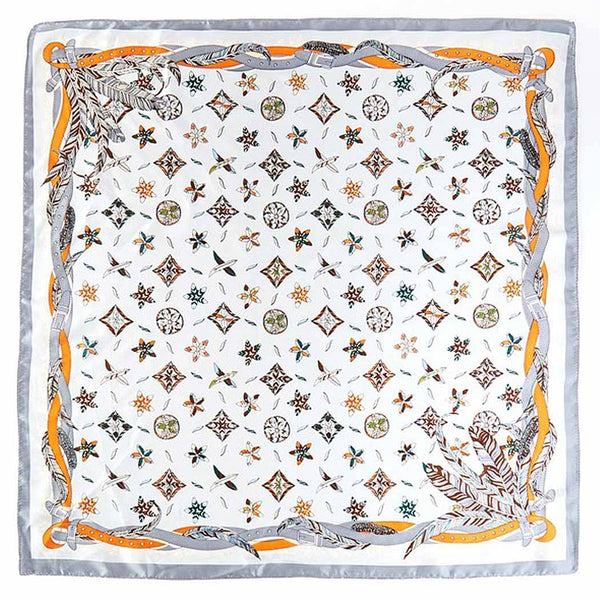 FEATHER AND BELT PRINT BANDANA - GREY