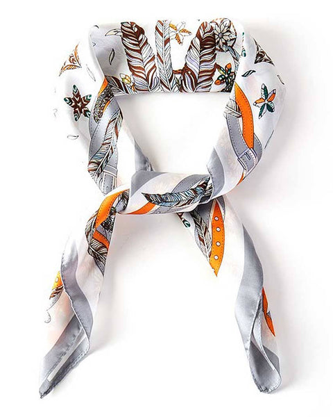 FEATHER AND BELT PRINT BANDANA - GREY