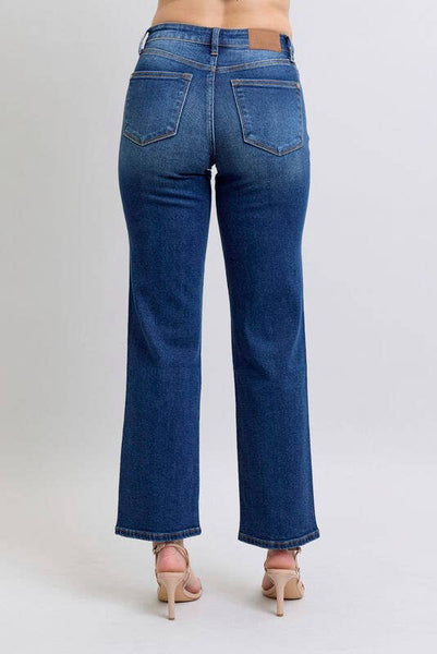 MID RISE SIDE SEAM DETAIL STRAIGHT JEANS BY JUDY BLUE - REG/CURVY