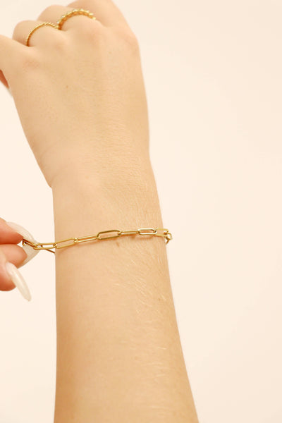 18K GOLD PLATED PAPERCLIP CHAIN BRACELET - GOLD
