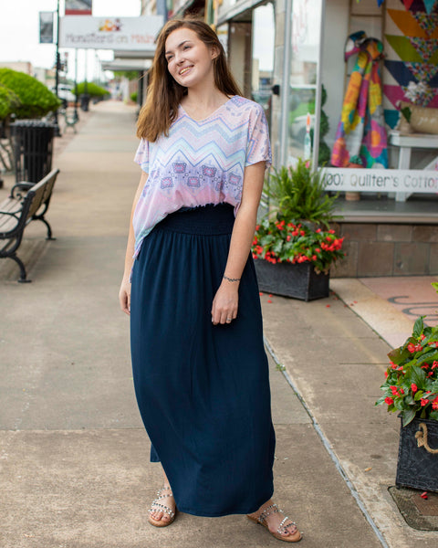 I WANNA LOVE YOU CURVY MAXI SKIRT - NAVY - Salty Lime Boutique