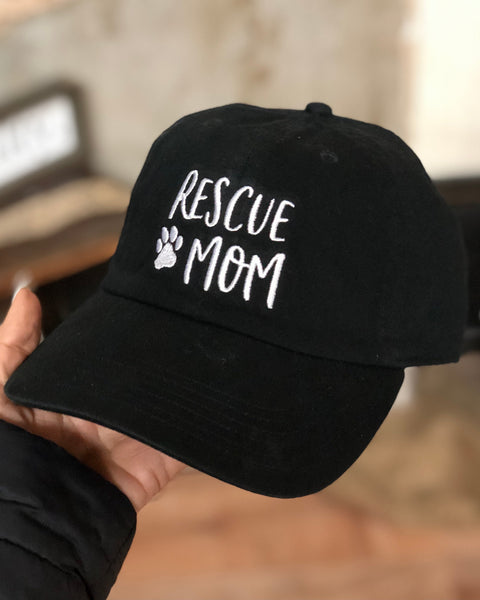 RESCUE MOM EMBROIDERED HAT - Salty Lime Boutique