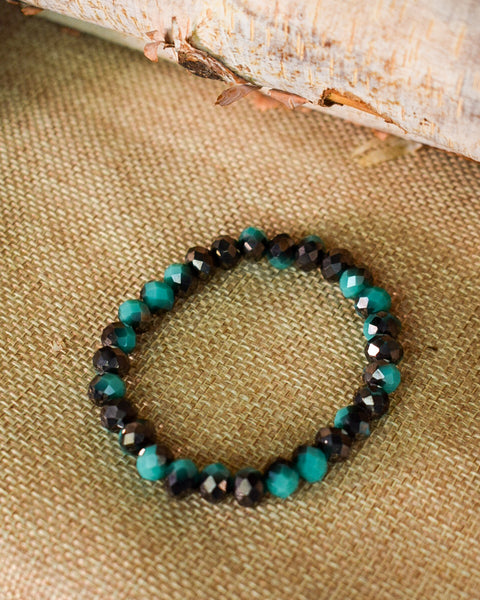 TURQUOISE GLASS BEAD STRETCHY BRACELET - Salty Lime Boutique