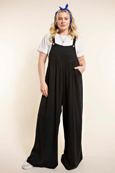 A SWEET LIFE SHIRRING DETAIL OVERALLS