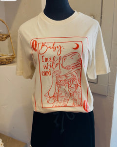 BABY I'M A WILD CARD GRAPHIC TEE - IVORY- REG/CURVY