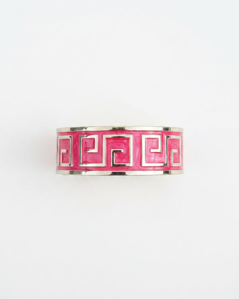 Greek Key Enamel Hinged Bracelet - 3 Colors - Salty Lime Boutique