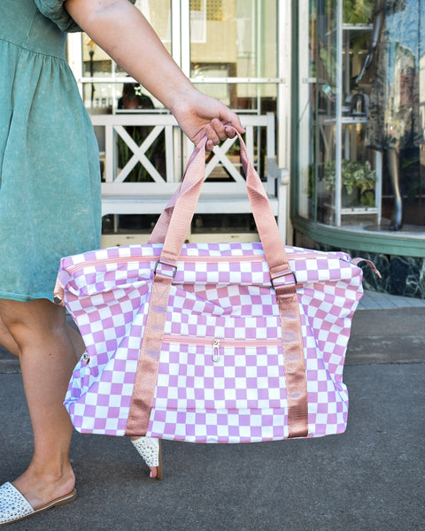 CHECKERED TRAVEL DUFFLE BAG - 5 COLORS