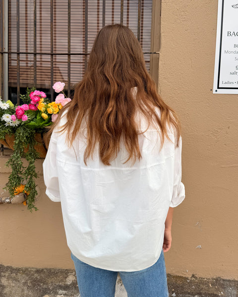 The Claire Button Down Top - White