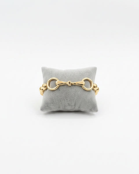 HORSEBIT AND GOLD BEADED STRETCHY BRACELET -  GOLD - Salty Lime Boutique
