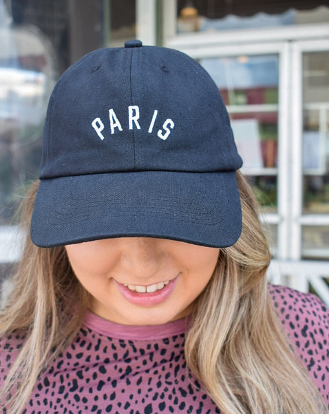 PARIS EMBROIDERED CAP - BLACK