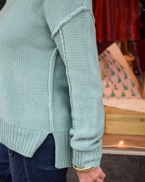 OVERSIZED CHUNKY KNIT SWEATER - OCEAN