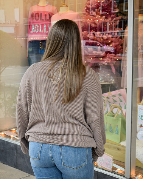 TEXAS RIB CORD SWEATSHIRT - MOCHA