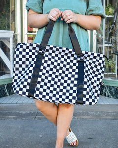 CHECKERED TRAVEL DUFFLE BAG - 5 COLORS