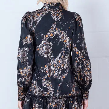 METALLIC BLACK LEOPARD MIDI DRESS - BLACK - Salty Lime Boutique