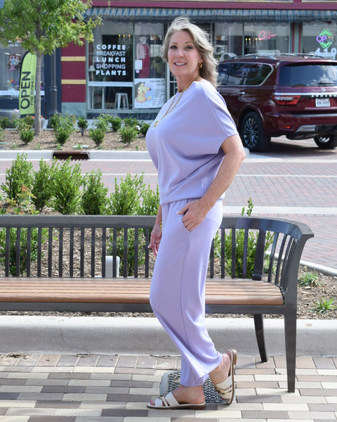 SCUBA CROPPED LOUNGE PANTS - LAVENDER - Salty Lime Boutique