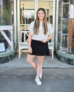 HIGH WAIST SKORT SKIRT - BLACK