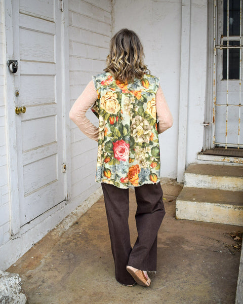 HW RETRO WIDE YARN DYED FRONT PATCH POCKET BY JUDY BLUE - BROWN - REG/CURVY