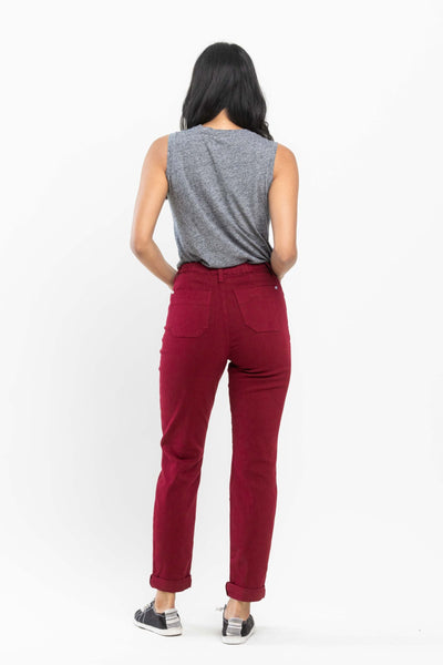 HW PULL ON JOGGER BY JUDY BLUE - CABERNET