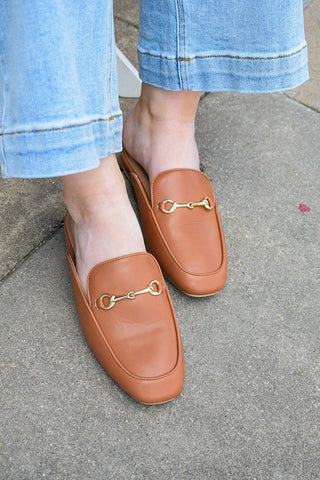 CHARMER FLAT MULE BY CORKY'S - COGNAC