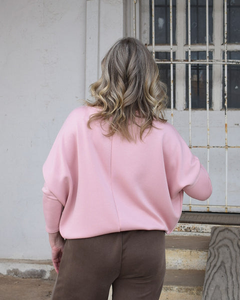 SCUBA DOLMAN SLEEVE TOP - BLUSH