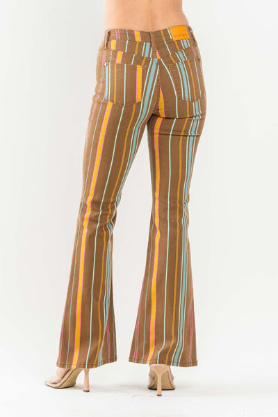 MIDRISE STRETCH STRIPED FLARE JEAN BY JUDY BLUE