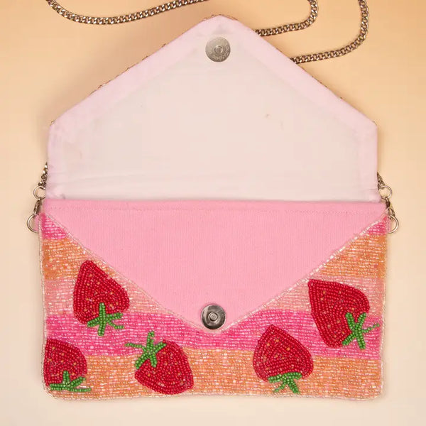 HANDMADE SEED BEAD STRAWBERRY CLUTCH