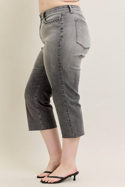 Judy Blue High Waist Wide Leg Crop - Vintage Grey - Salty Lime Boutique