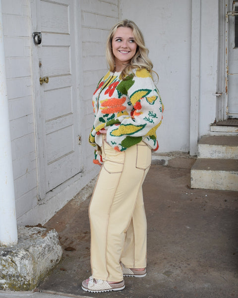 LET'S GET COFFEE BARREL PANT - KHAKI