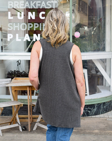 MADISON CARDIGAN VEST - CHARCOAL