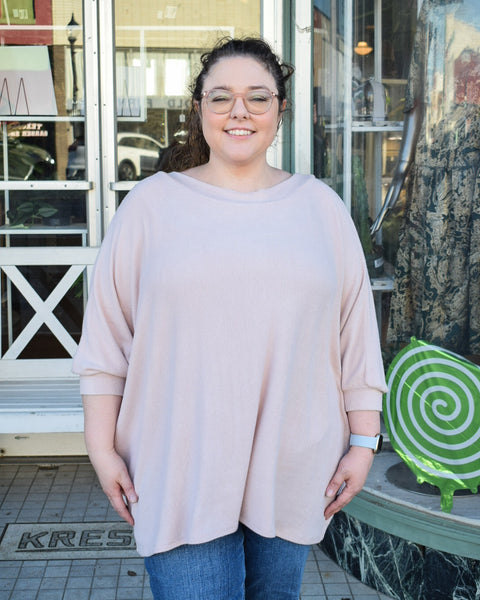 ABIGIAL KNIT TOP - BLUSH - CURVY