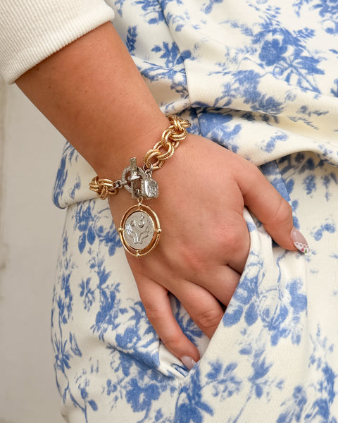 ROMAN COIN JEWEL BRACELET - GOLD AND SILVER TONE - Salty Lime Boutique