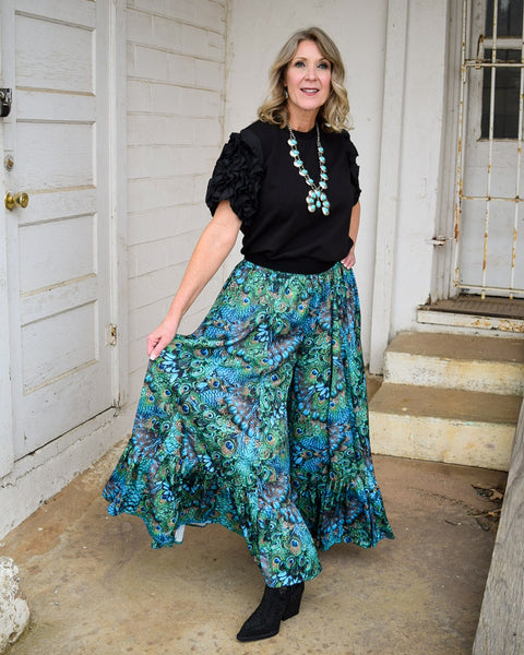 PEACOCK FEATHERS BOBO PANTS - BY A RARE BIRD