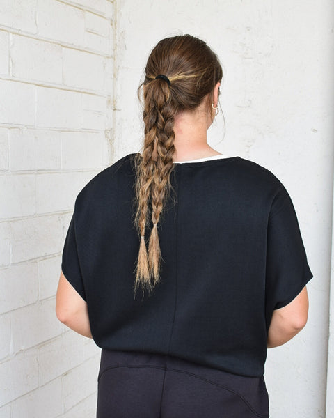 CLAUDIA SHORT SLEEVE DOLMAN TOP - BLACK