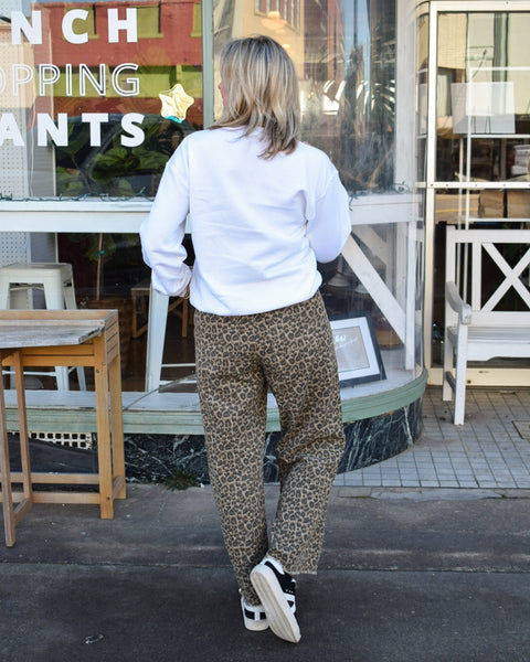 LEOPARD PRINTED MARINE STRAIGHT PANTS