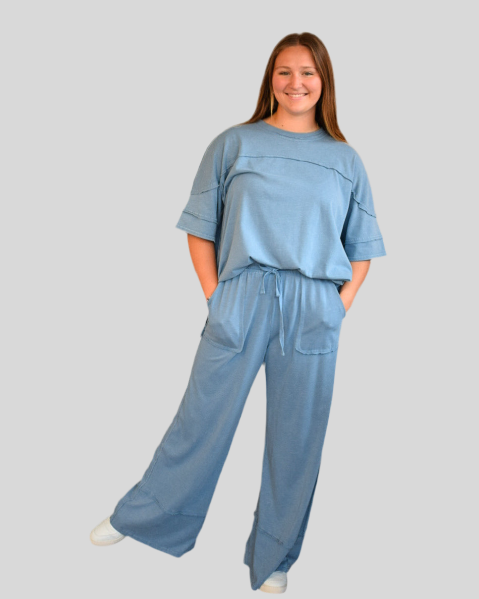 LOUNGE PANT SET - DUSTY BLUE