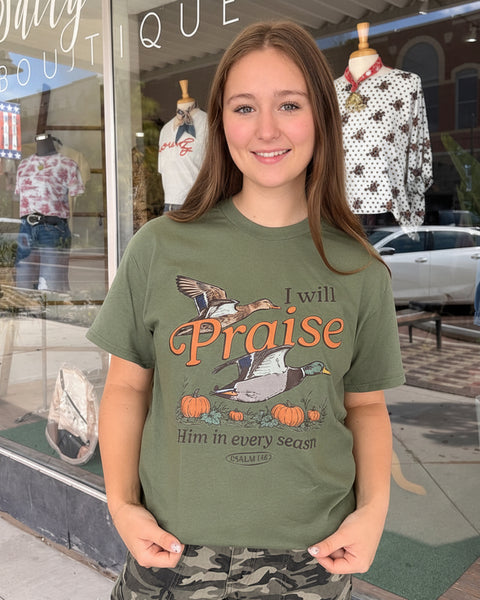 I Will Praise the Lord Graphic Tee - Pine- Reg/Curvy
