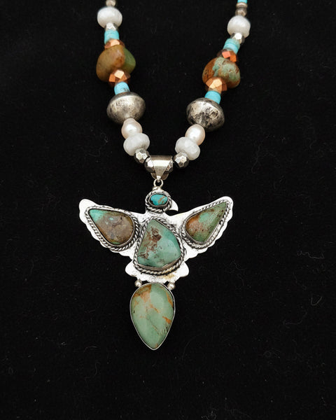 THUNDERBIRD W/ AUTHENTIC TURQUOISE PENDANT - GERMAN SILVER - Salty Lime Boutique