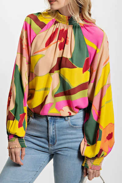 GO BOLDLY MULTICOLOR FLORAL PRINT BLOUSE