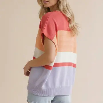 Multi Stripe Dolman Sweater Knit Top - Salty Lime Boutique
