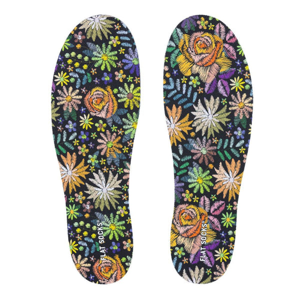 Flat Socks Insoles - Floral Embroidery