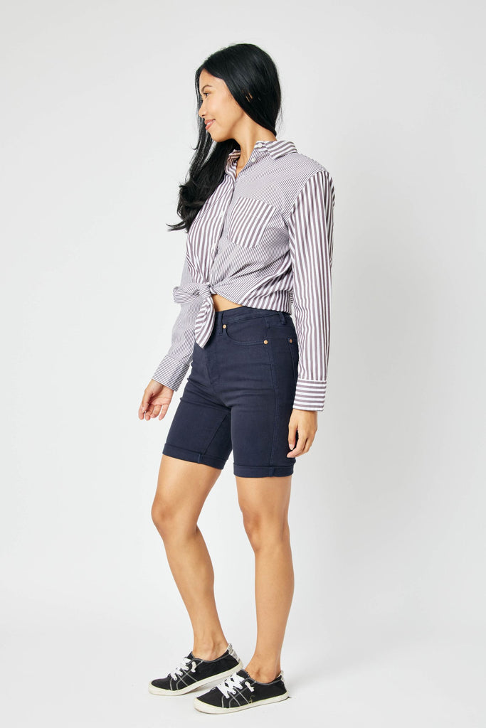 Time To Chill - Judy Blue Tummy Control Cool Denim Shorts – Resort to Style