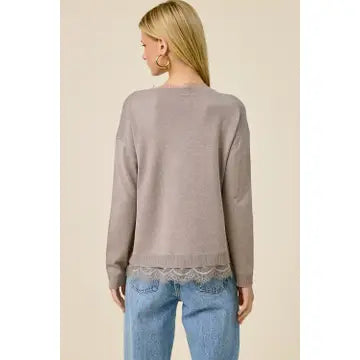 Mocha Romance Lace-Trim Sweater - Light Mocha
