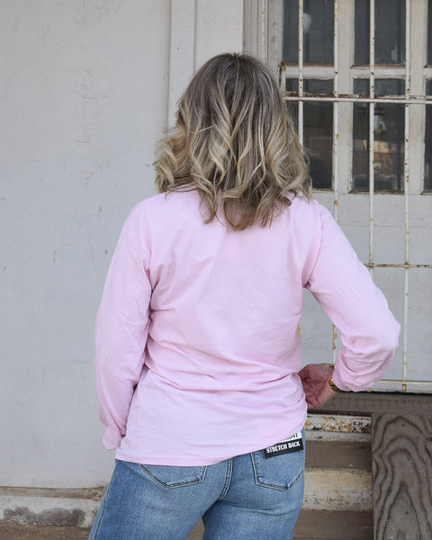 DISCO PUMPKIN LONG SLEEVE GRAPHIC TEE - LT. PINK