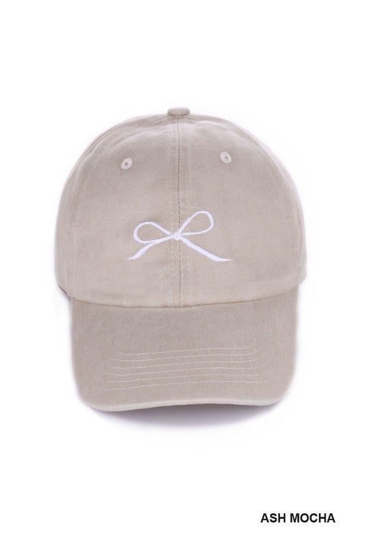 BOW EMBROIDERED CAP - 6 COLORS