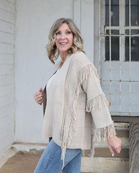 ON THE VERGE CARDIGAN- TAN