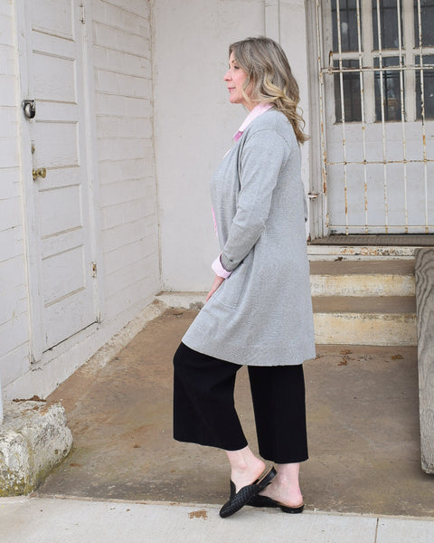 Ribbed Open-Front Tunic Cardigan - Heathered Grey - Salty Lime Boutique