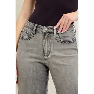 Judy Blue High Waist Vintage Grey Wash Crop Jeans – Reg/Curvy
