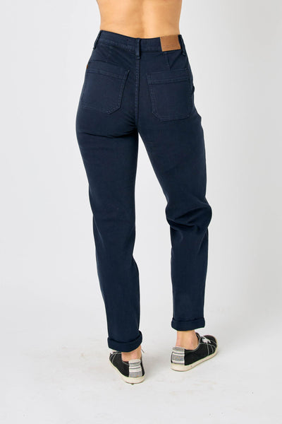 HW NAVY CUFFED JOGGER JEANS BY JUDY BLUE