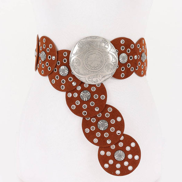 FAUX LEATHER WESTERN DROP BELT - 2 COLORS