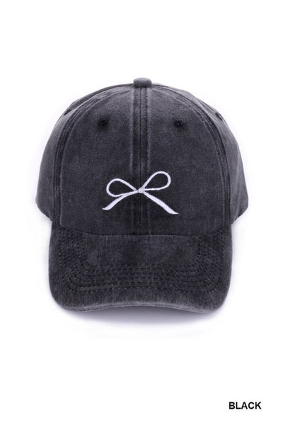 BOW EMBROIDERED CAP - 6 COLORS